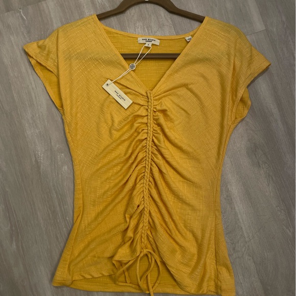 NWT Max Studio London Center Shirred Short Sleeve Shirt - Picture 1 of 5